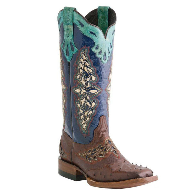 Women's Plus Size Square Toe Chunky Decorative Design Women's Leather Boots