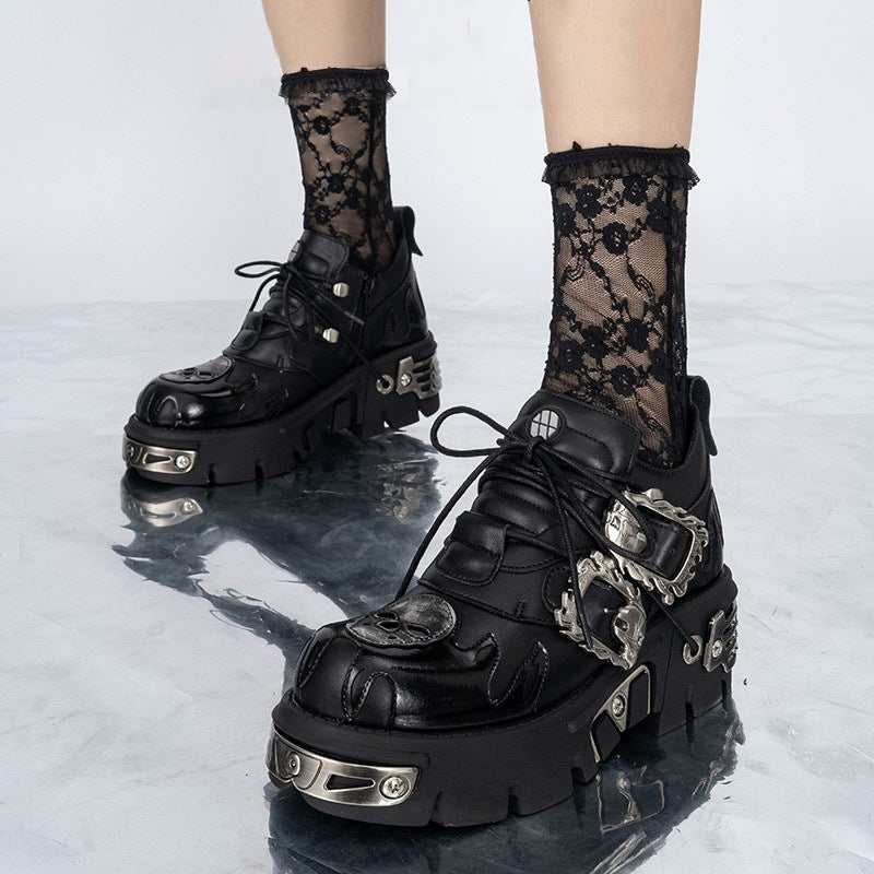 Retro British Style Dark Punk Metal Design Boots