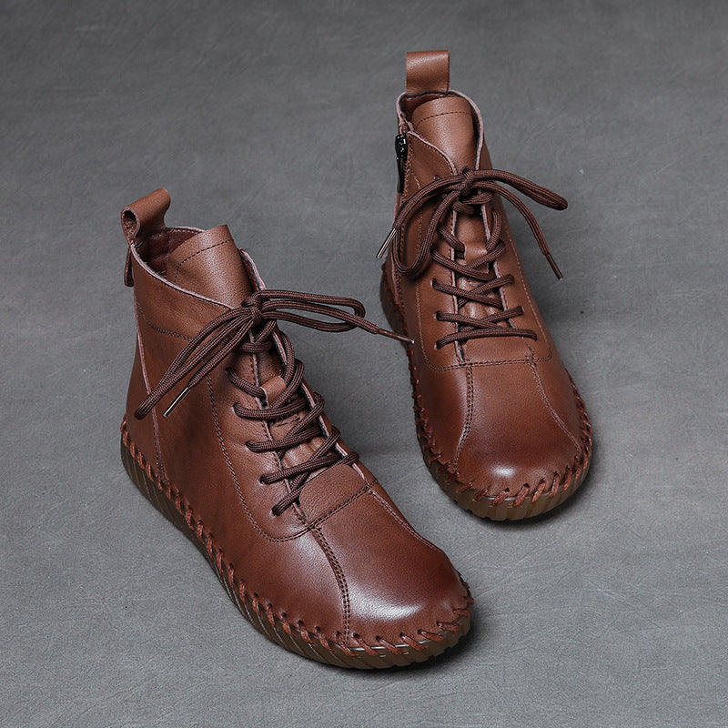 Ankle First Layer Cowhide Mother Beef Tendon Soft Bottom Women's Leather Boots