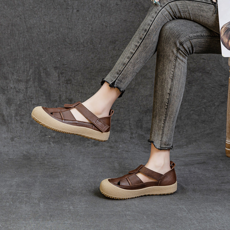 Women's Authentic Toe Box Hollow Retro Platform Sandals