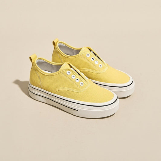 Women's Spring Breathable Thick Bottom Soft Without Shoelaces Women's Canvas Shoes