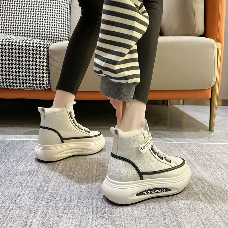 Women's Winter Insulated Fleece-lined Thick Velcro Platform Snow Boots