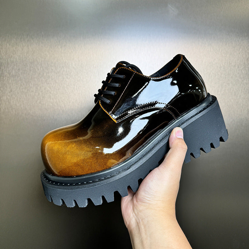 Men's Insole Derby Retro Rub Colored Gradient Men's Casual Leather Shoes