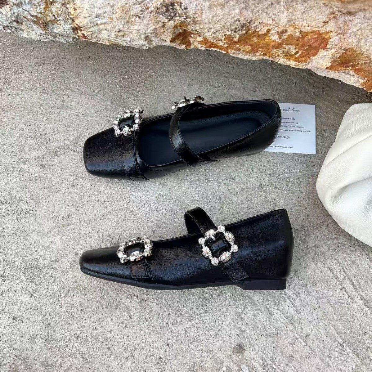 Women's Joker Rhinestone Mary Jane Comfortable Soft Bottom Low Height Increasing Loafers