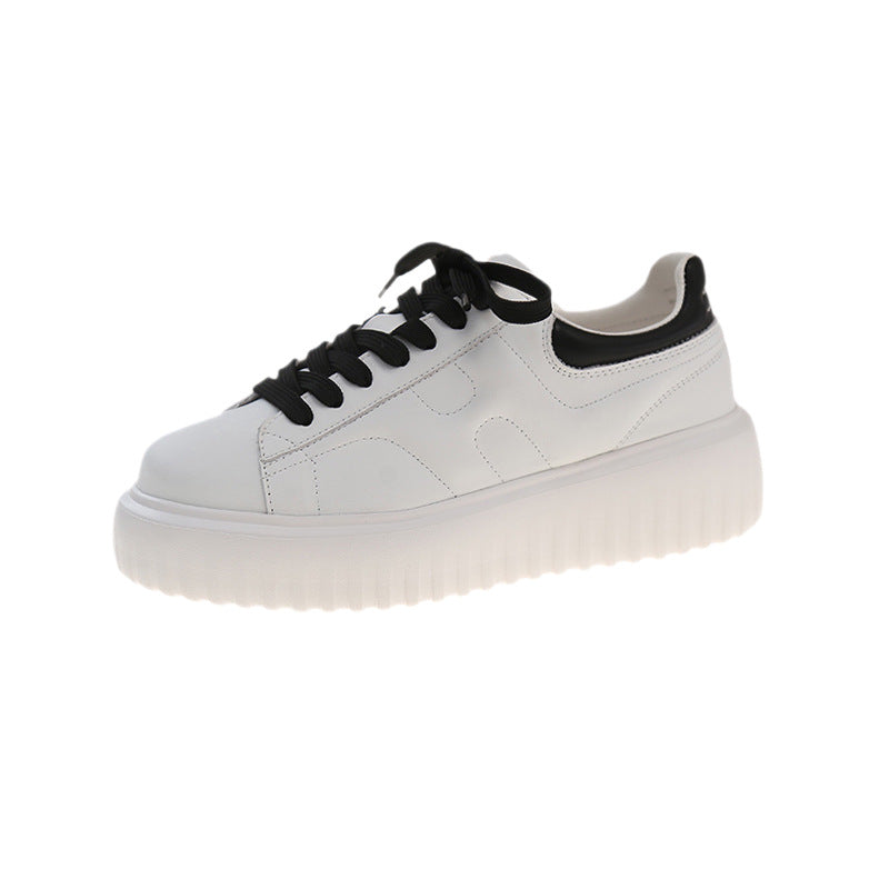 Women's Layer Cowhide Platform White Spring Sports Women's Casual Shoes