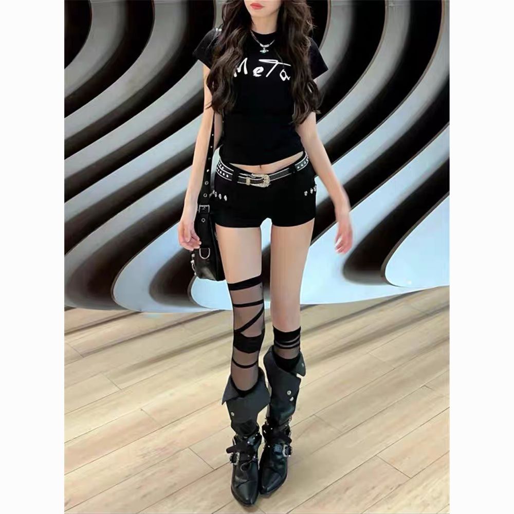 Women's Summer Hot Chunky Knight Black Punk Women's Leather Boots