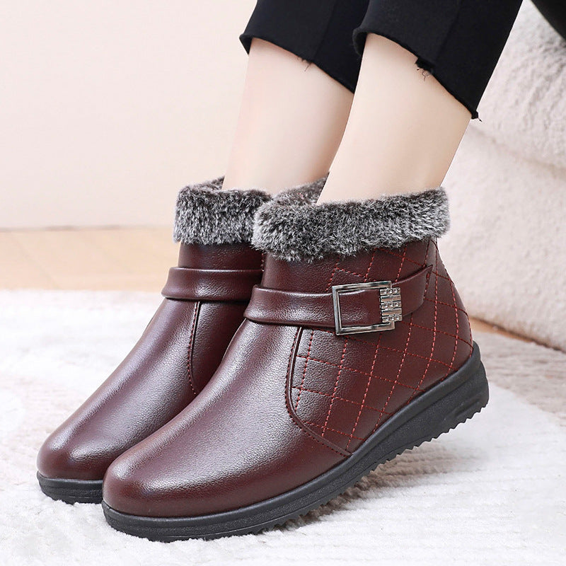 Women's Cotton Winter Fleece-lined Thick Platform Ankle Women's Shoes