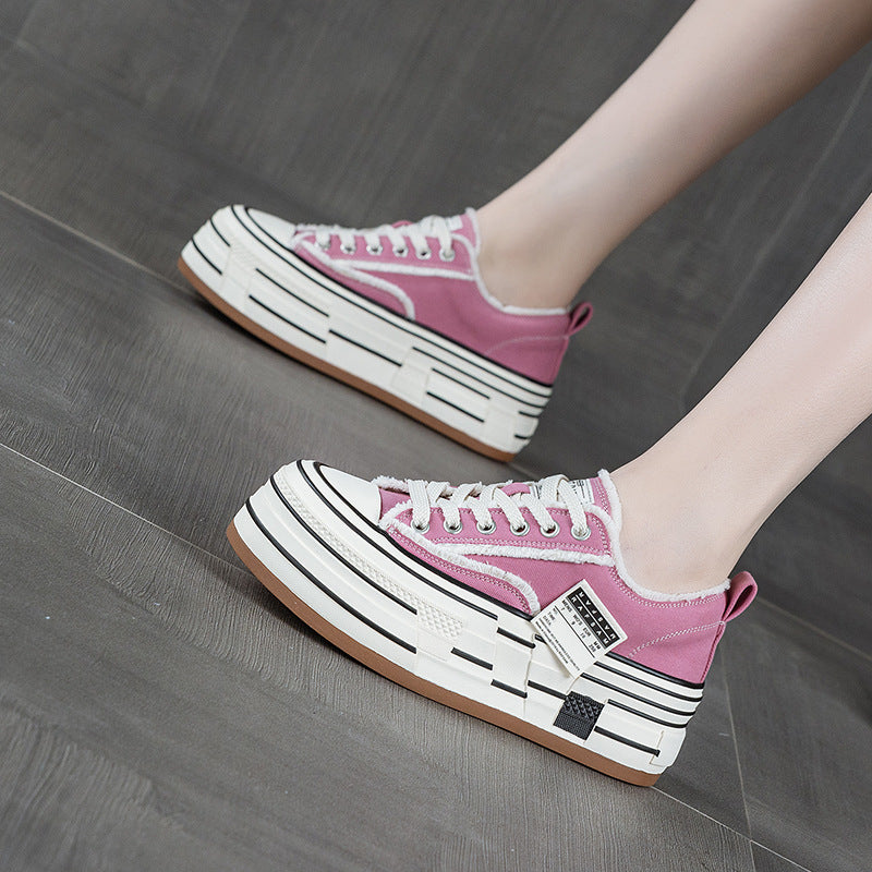 Women's Thick-soled Small Height Increasing Beggar Board Women's Canvas Shoes