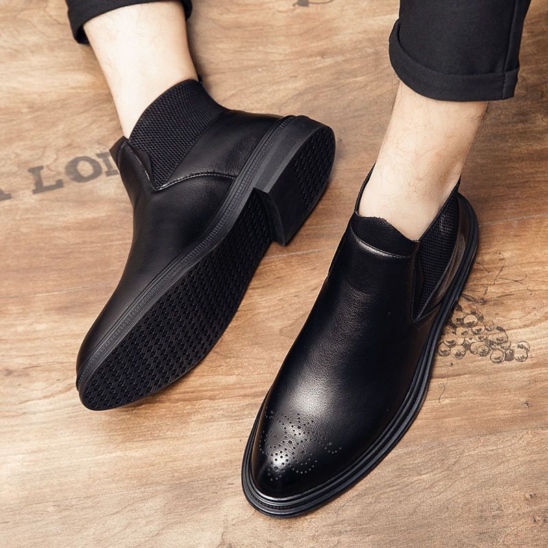 Men's Martin British Fashion Korean Style Hair Stylist Chelsea Winter Veet Men's Business Leather Shoes