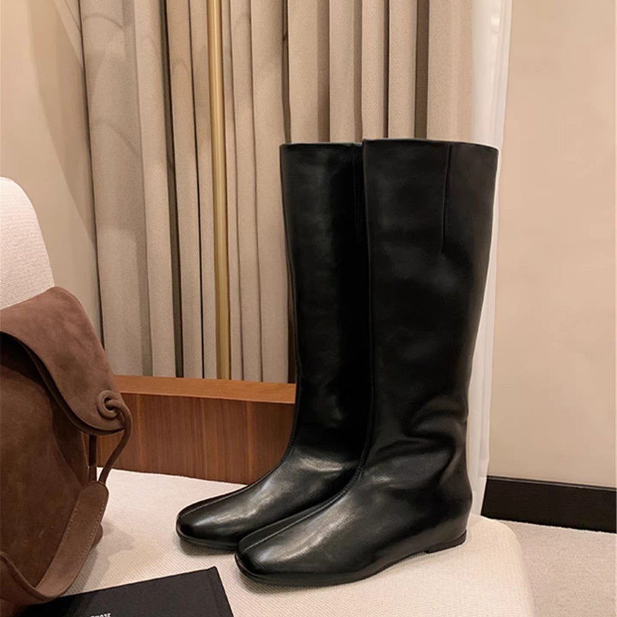 Women's Lined Height Increasing Insole Head Flat Thigh High Boots