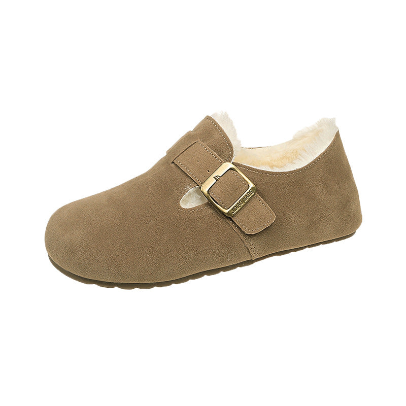 Women's Fleece-lined Soft All-inclusive Thick Bottom Flat Casual Shoes