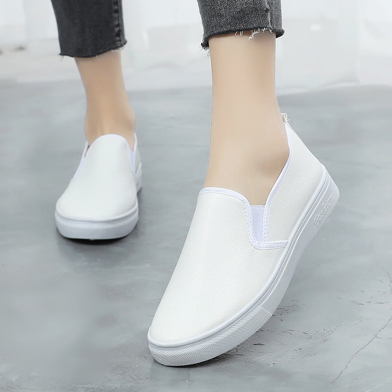 Women's Style White Flat Surface Slip-on Comfortable Casual Shoes