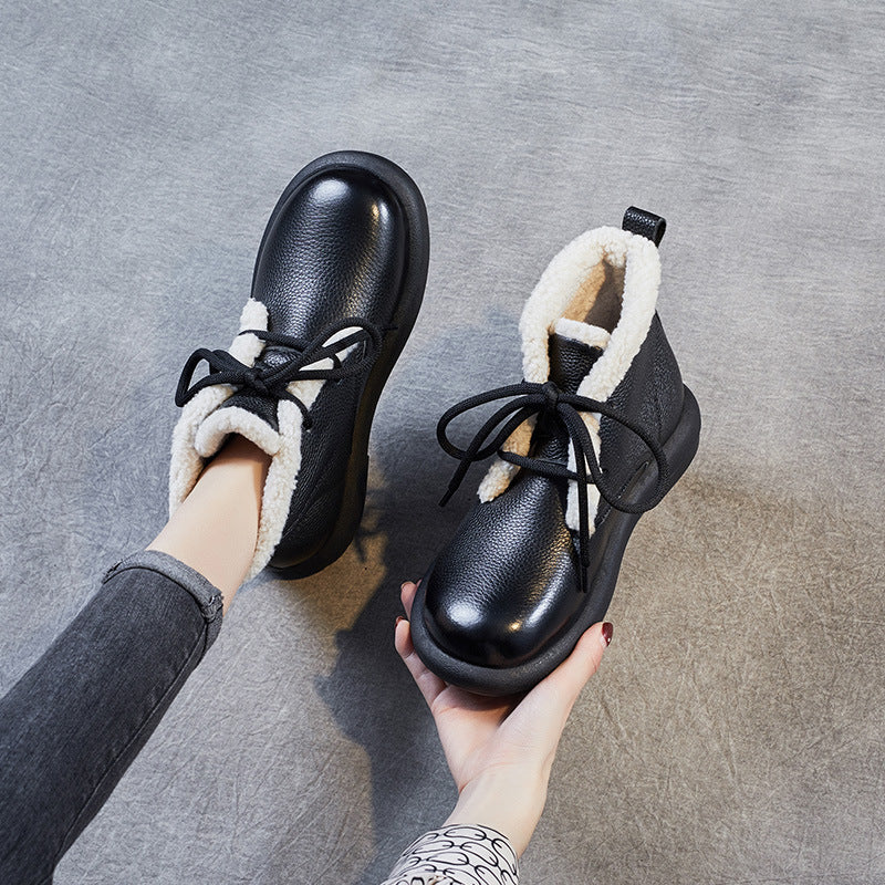 Women's Grain Cow Personality Characteristic Big Cotton Snow Boots