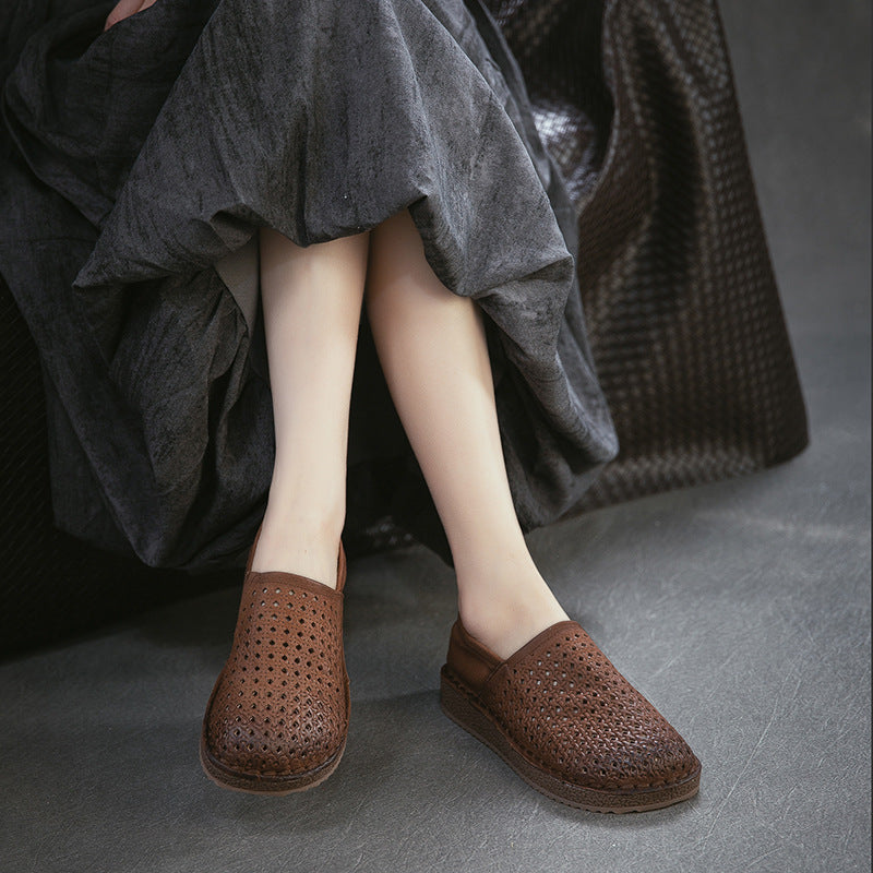 Women's Hollow Breathable Soft Bottom Surface Slip-on Pumps First Layer Men's Shoes