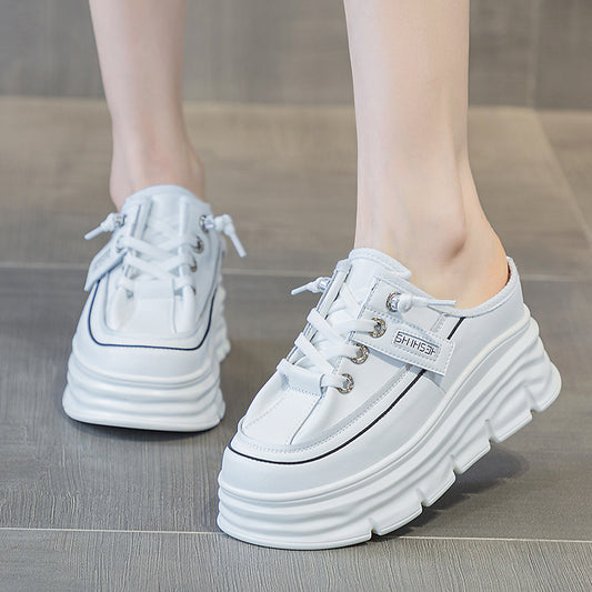 Women's Height Increasing Insole Toe Cap Semi Slippers