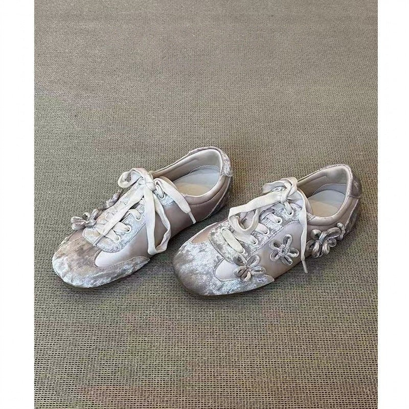 Round Toe Three-dimensional Flower Ballet Training Ladies Bra Design Sense Women's Fashion Shoes