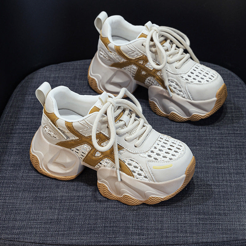 Women's Woven Mesh Summer Thick Bottom Height Increasing Insole Popular Women's Casual Shoes