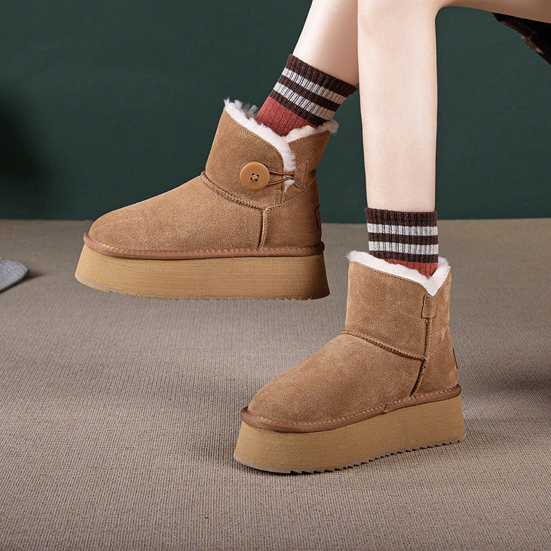 Women's Wool Fur Integrated Winter Cotton Small Snow Boots