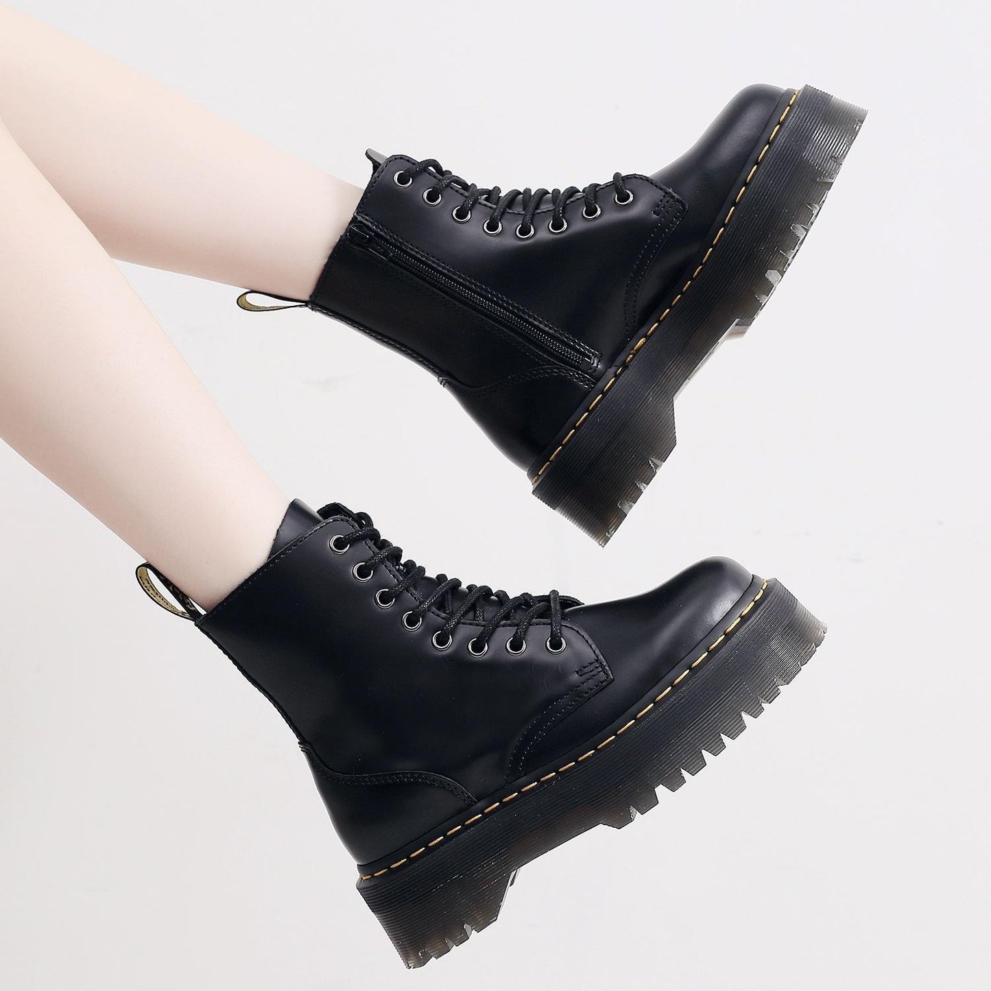 Women's Thick Bottom Motorcycle Side Zipper British Boots