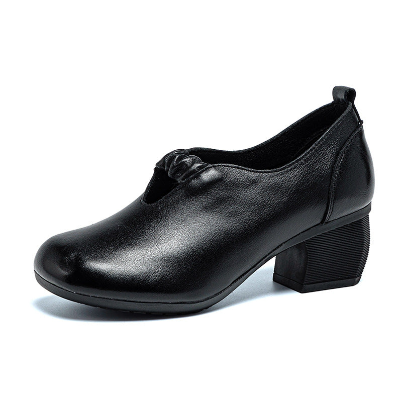 Women's Autumn Genuine Thin Retro Handmade Chunky Women's Fashion Shoes