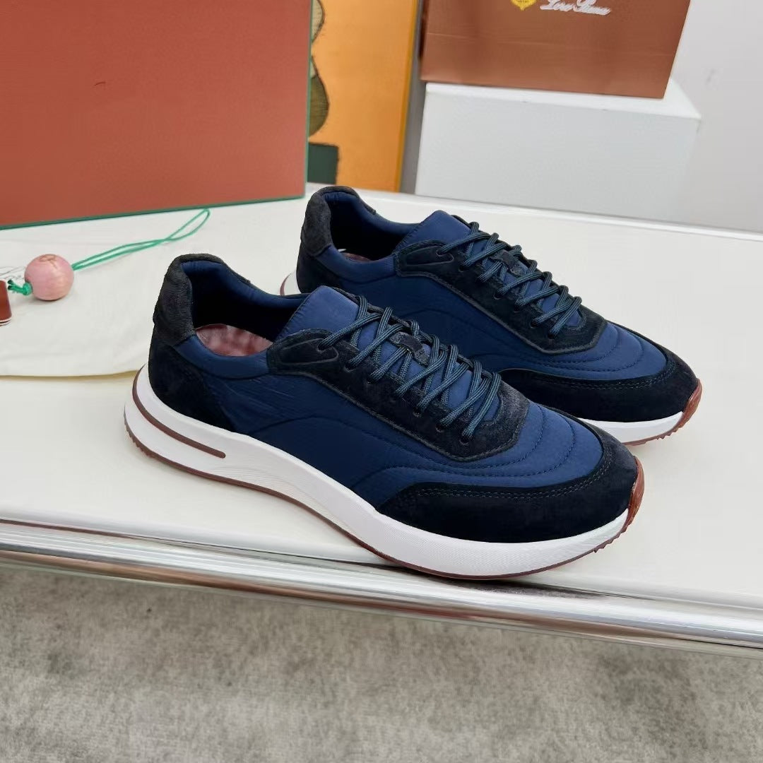 Men's Mesh Thick-soled Jogging Breathable Cowhide Stitching Men's Sports Shoes