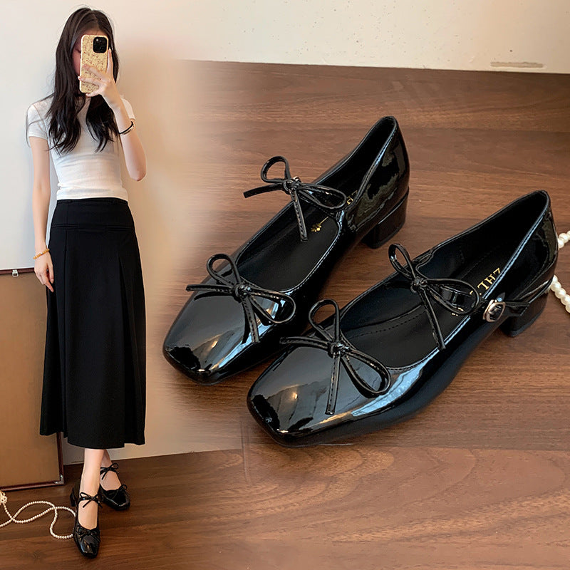 Women's One-word With Chunky Plus Sizes French Women's Fashion Shoes