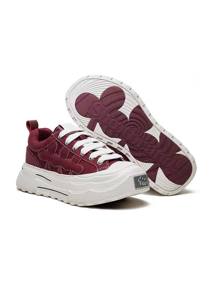 Women's Wang He's Gray Ensemble Series Vintage Plum Blossom Sneakers