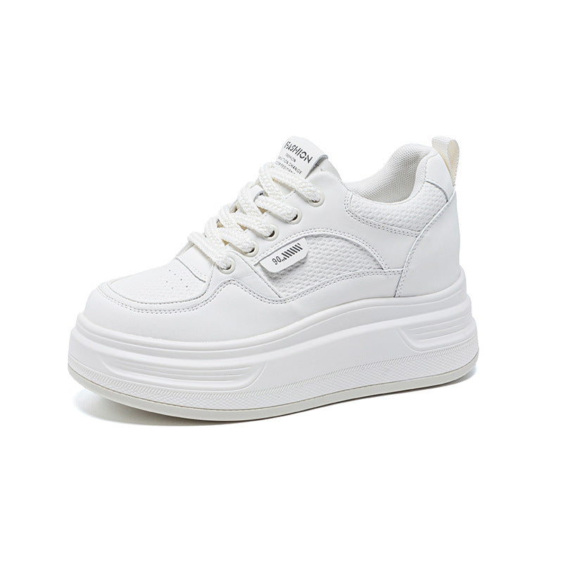 Women's Mesh White Thick Bottom Heighten Small Women's Casual Shoes