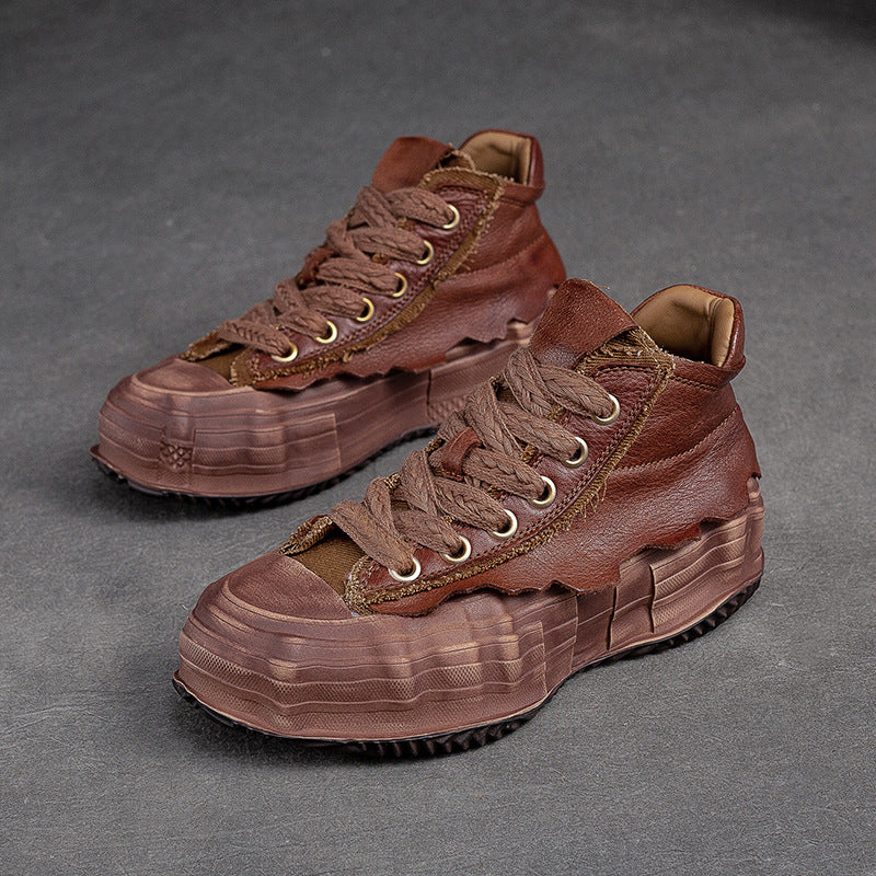 Women's Shu Front Retro Thick Bottom Round Casual Shoes