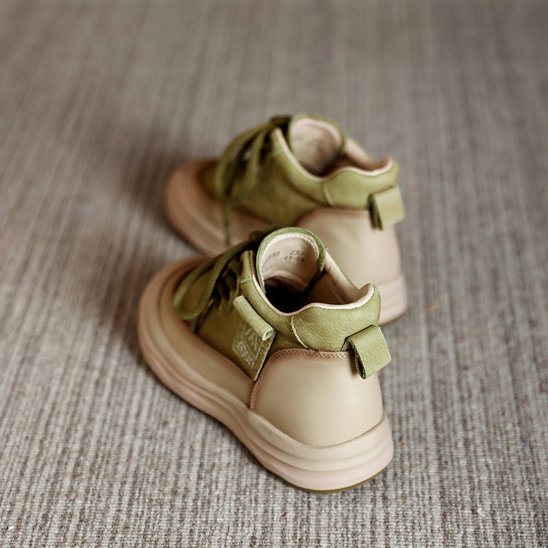 Top Layer Cowhide Retro Platform Ankle Casual Shoes