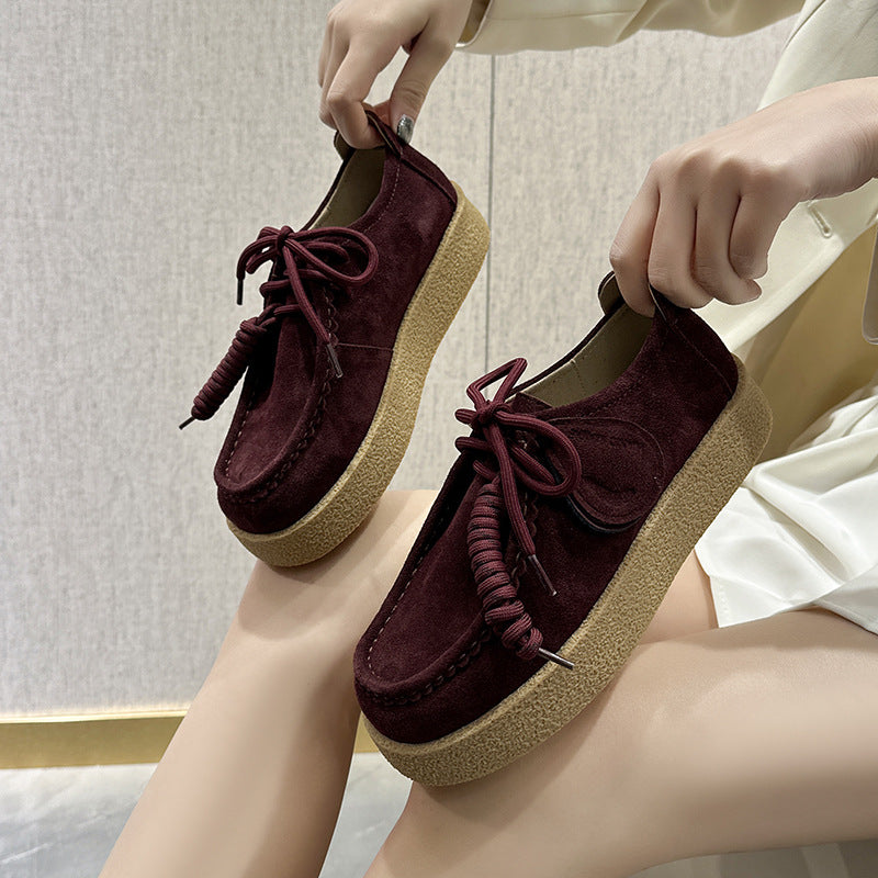 Women's & Men's Couple Platform Kangaroo Biscuit Derby Retro Women's Sports Shoes
