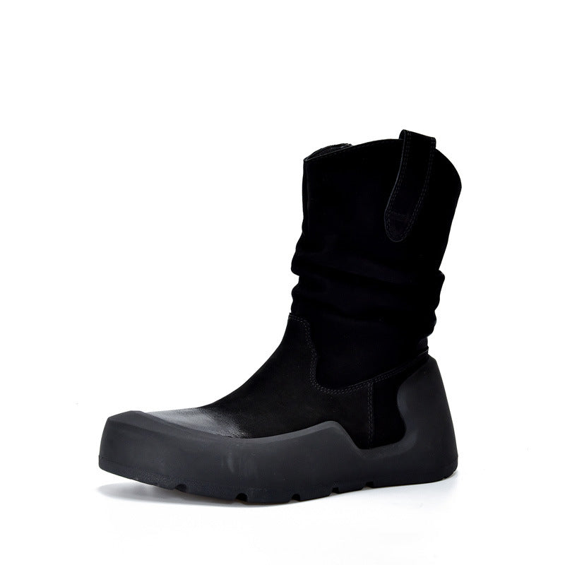 Design Retro Handmade Genuine Thick Bottom Female Closed Boots
