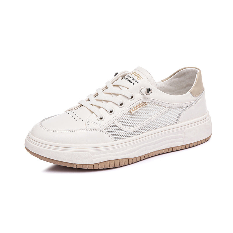 Women's Breathable White Hollow Mesh Surface Thin Pumps Platform Sneakers