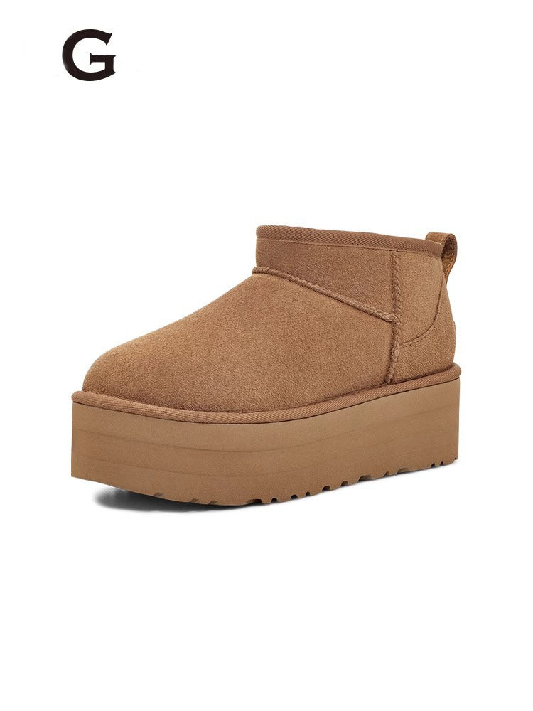 Women's Small Winter Platform Fur Integrated Height Snow Boots