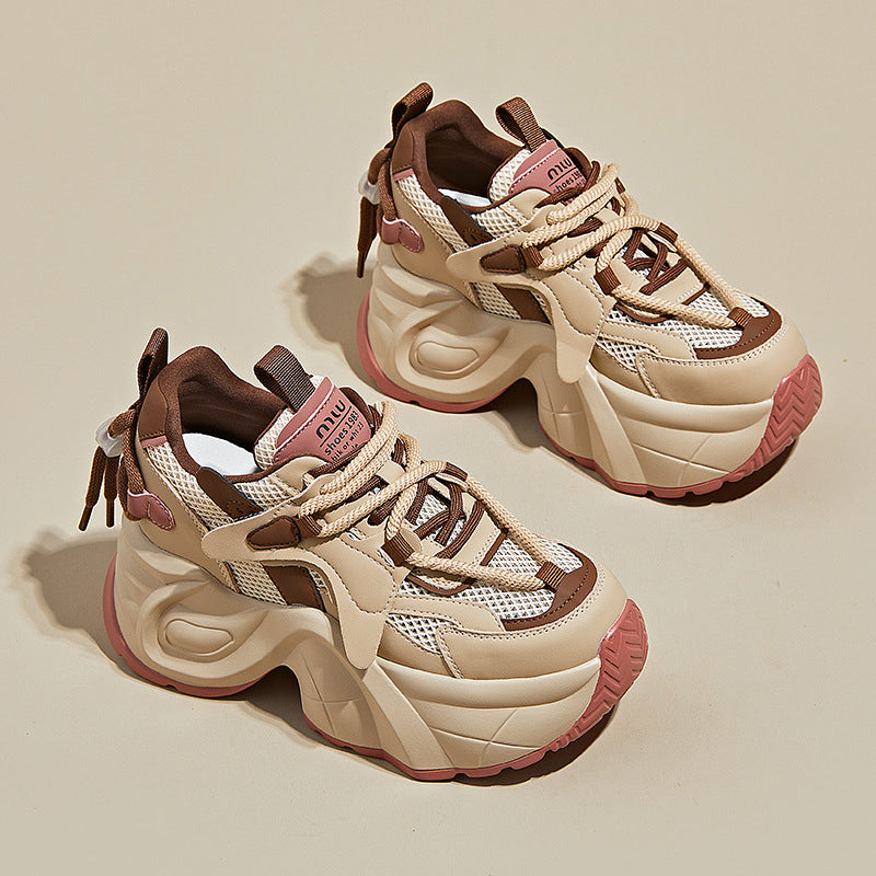 Women's Mesh Breathable Thick Bottom Height Increasing Women's Casual Shoes