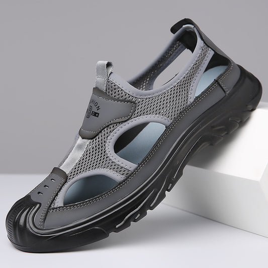 Men's Summer Breathable Closed Toe Hollow Mesh Surface Hole Outdoor Sandals