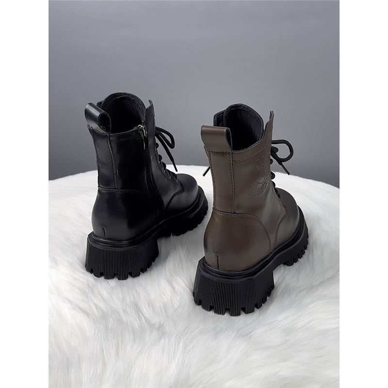 Women's Martin British Style Trendy Platform Ankle Women's Leather Boots