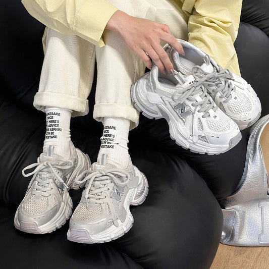 Women's Brushed Platform Dad Mesh Breathable Versatile Sneakers