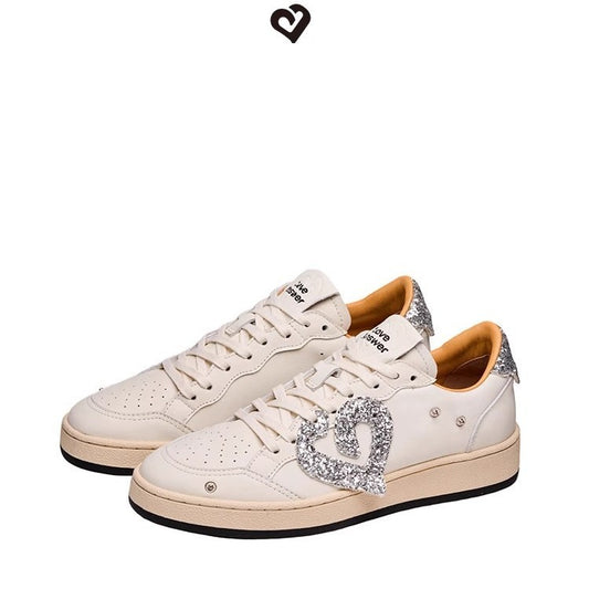Women's First Layer Cowhide Versatile Breathable White Men's Board Shoes
