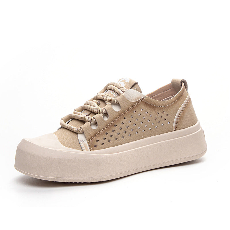 Women's Summer Genuine Platform Hollow Breathable Comfortable Sneakers