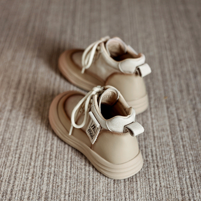 Top Layer Cowhide Retro Platform Ankle Casual Shoes