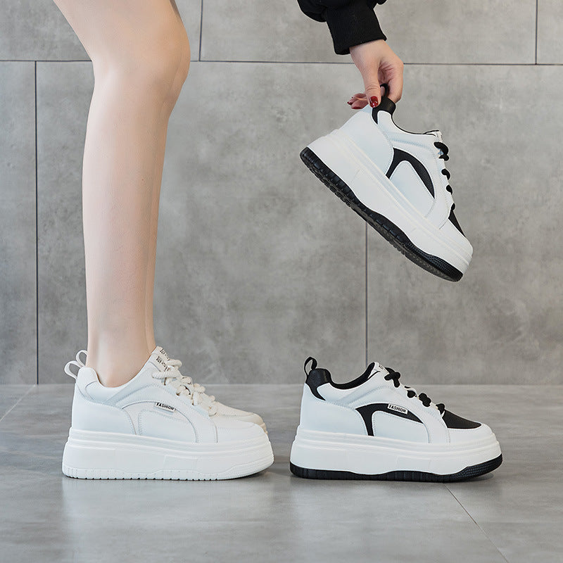 Women's Platform Hidden White Round Head Height Heels