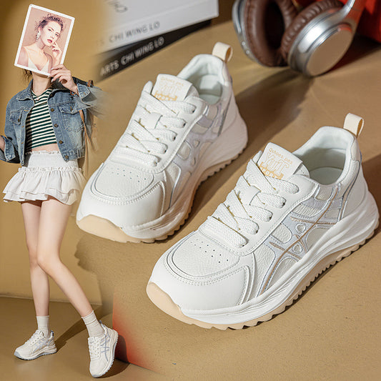 Women's Large Size Thick Bottom Light White Comfortable Sports Men's Shoes