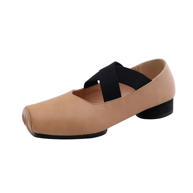 Women's Strap Pig Nose Mary Jane Retro Square Casual Shoes