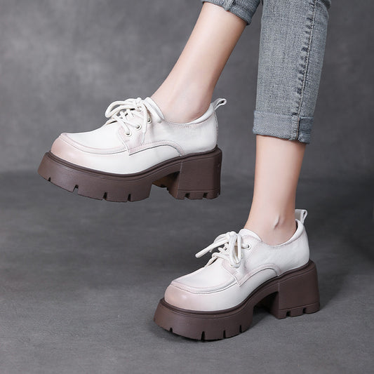 Women's Pumps Thick-soled High-heeled Authentic British Style Versatile Loafers