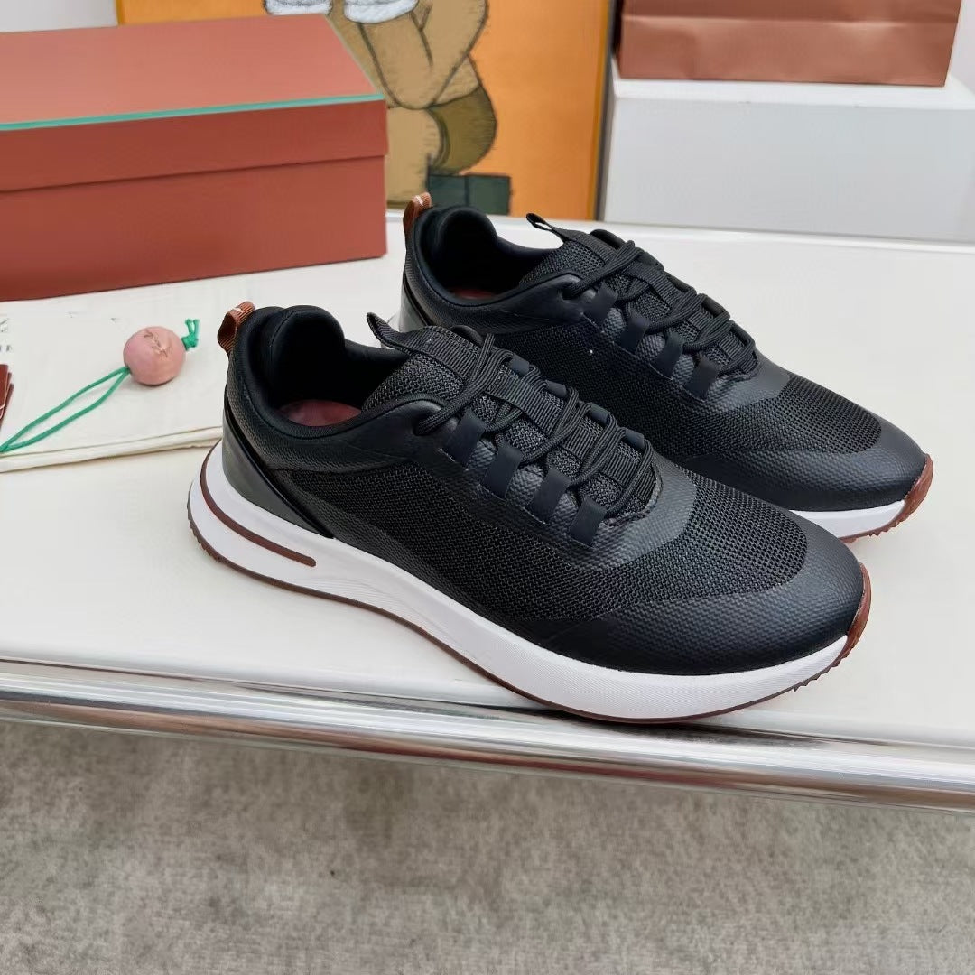 Men's Mesh Thick-soled Jogging Breathable Cowhide Stitching Men's Sports Shoes