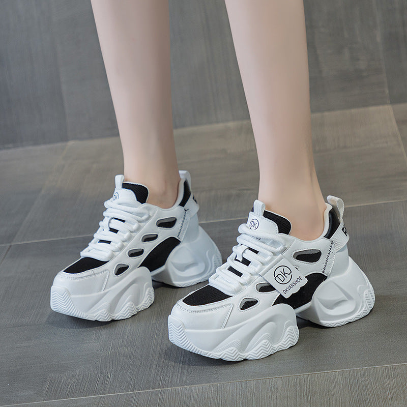 Women's Mesh Surface White Thick Bottom Front Breathable Wearable Women's Casual Shoes