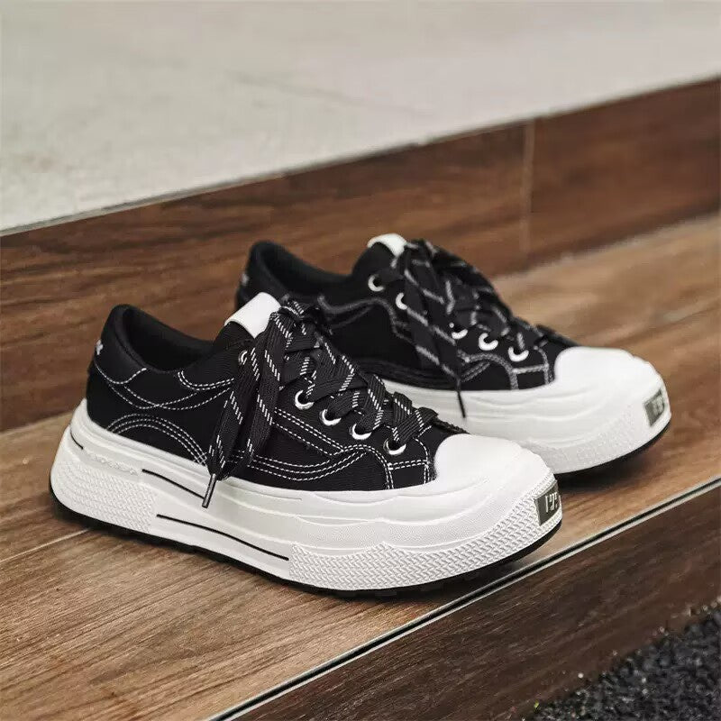 Women's & Men's Versatile Trendy Breathable Platform Retro Couples For Black Men's Board Shoes