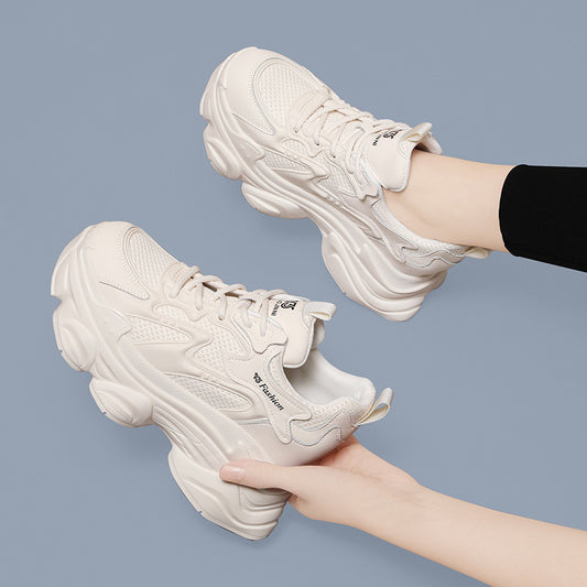 Women's Black Platform Dad Show Feet Small-sized Sneakers