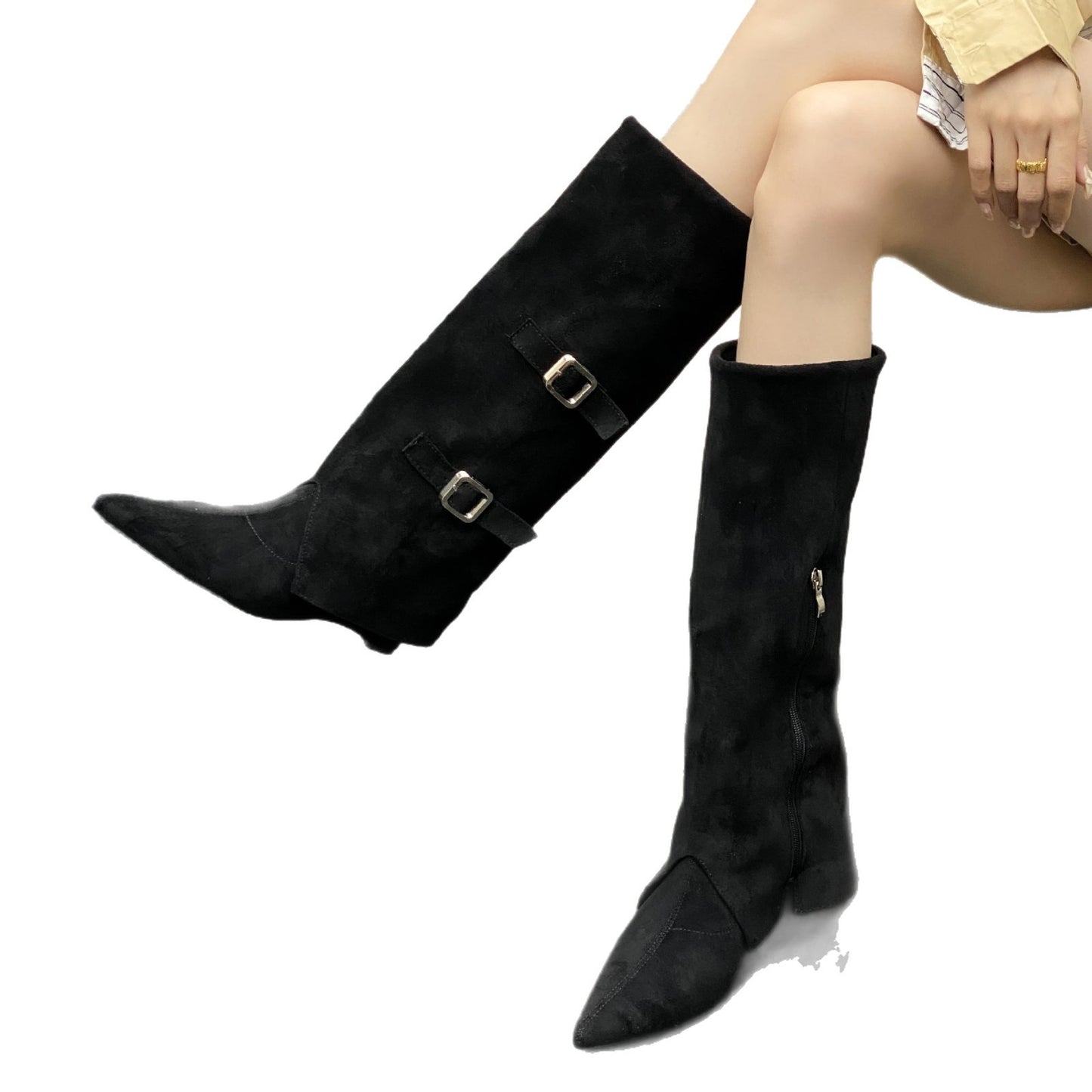 Women's Tax-free High Pointed Brown Riding Spring Pantyhose Long Women's Shoes